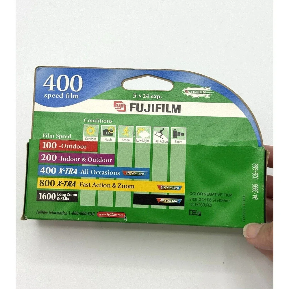 Fujifilm 400 35mm Film 5 Rolls 120 Exp 2008 Sealed 4+1 Pack